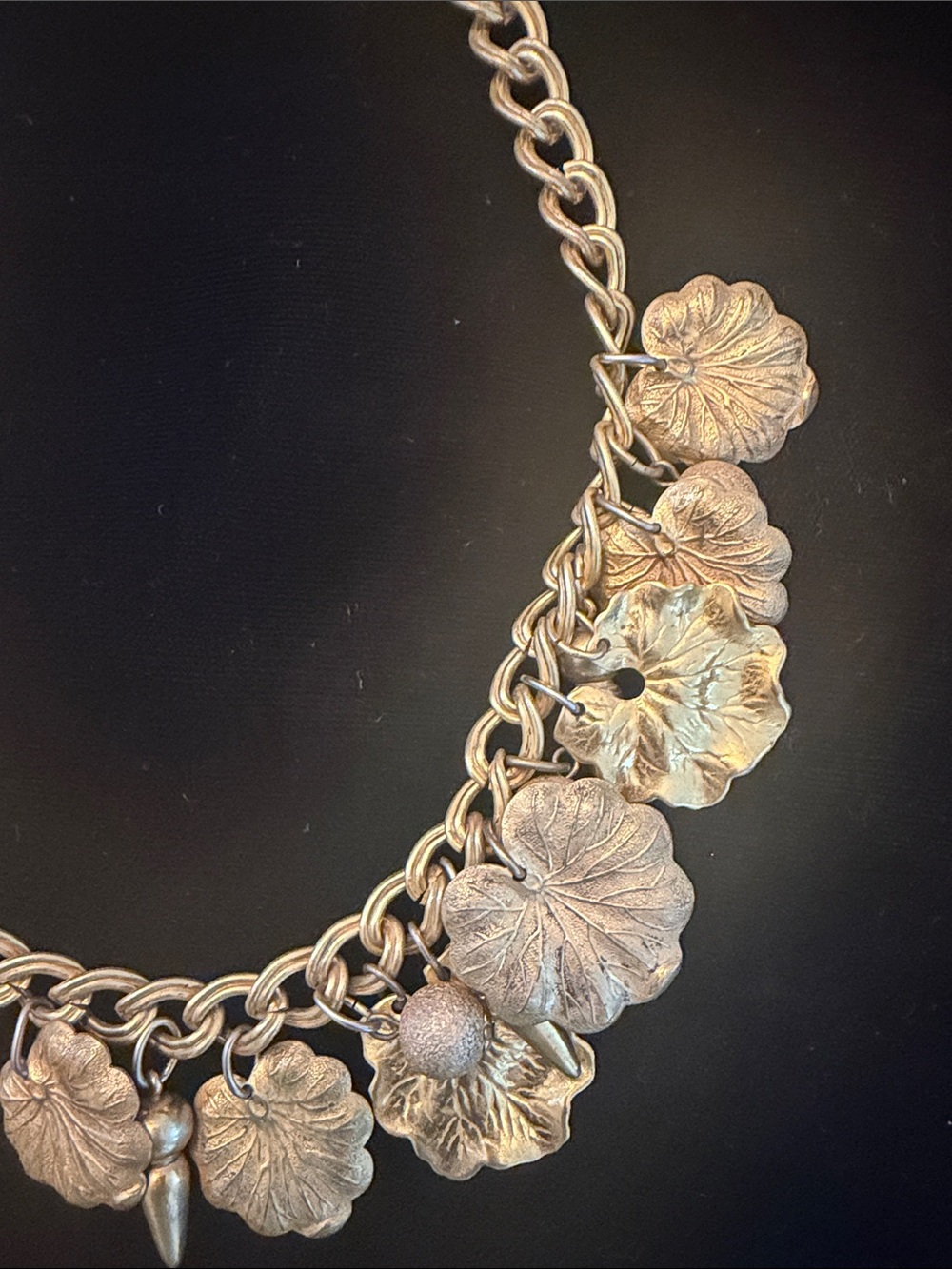 Miriam Haskell Gold Floral Charm Necklace - Picture 5 of 5